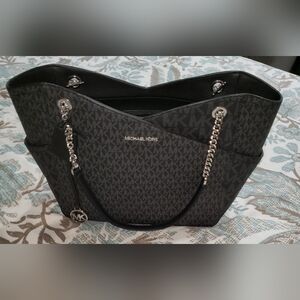 Michael Kors Jet Set Black Monogram Tote